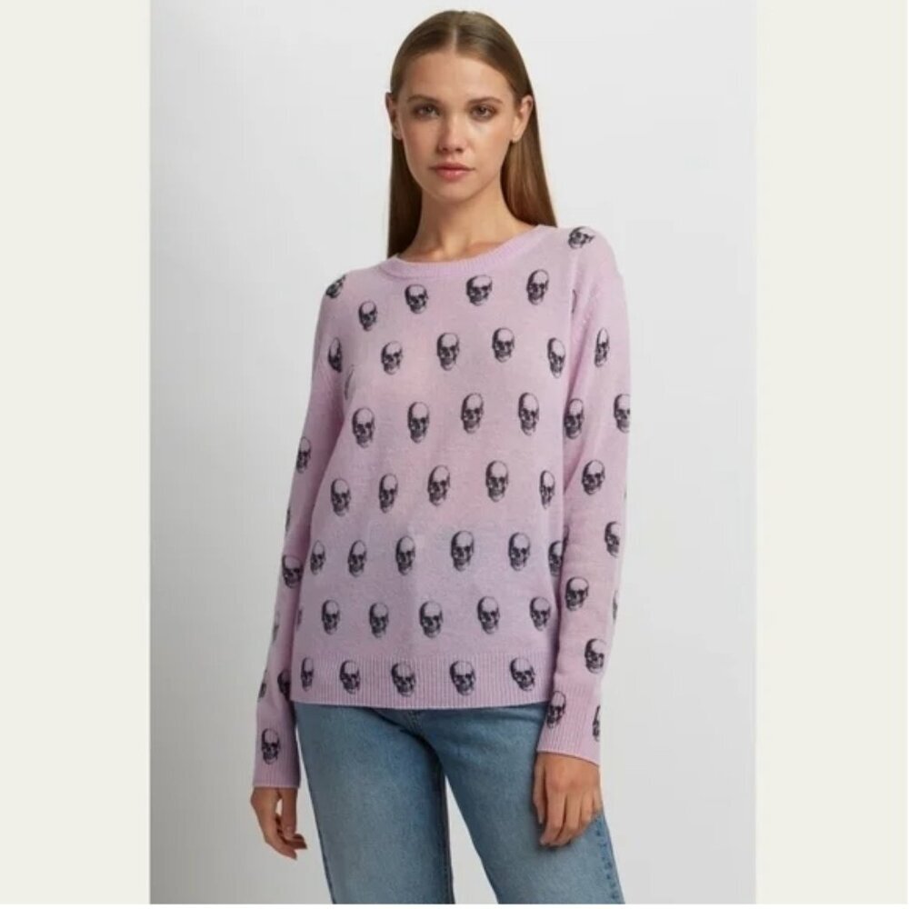360 Cashmere | Elisa Skull Cashmere Crewneck In Lavender